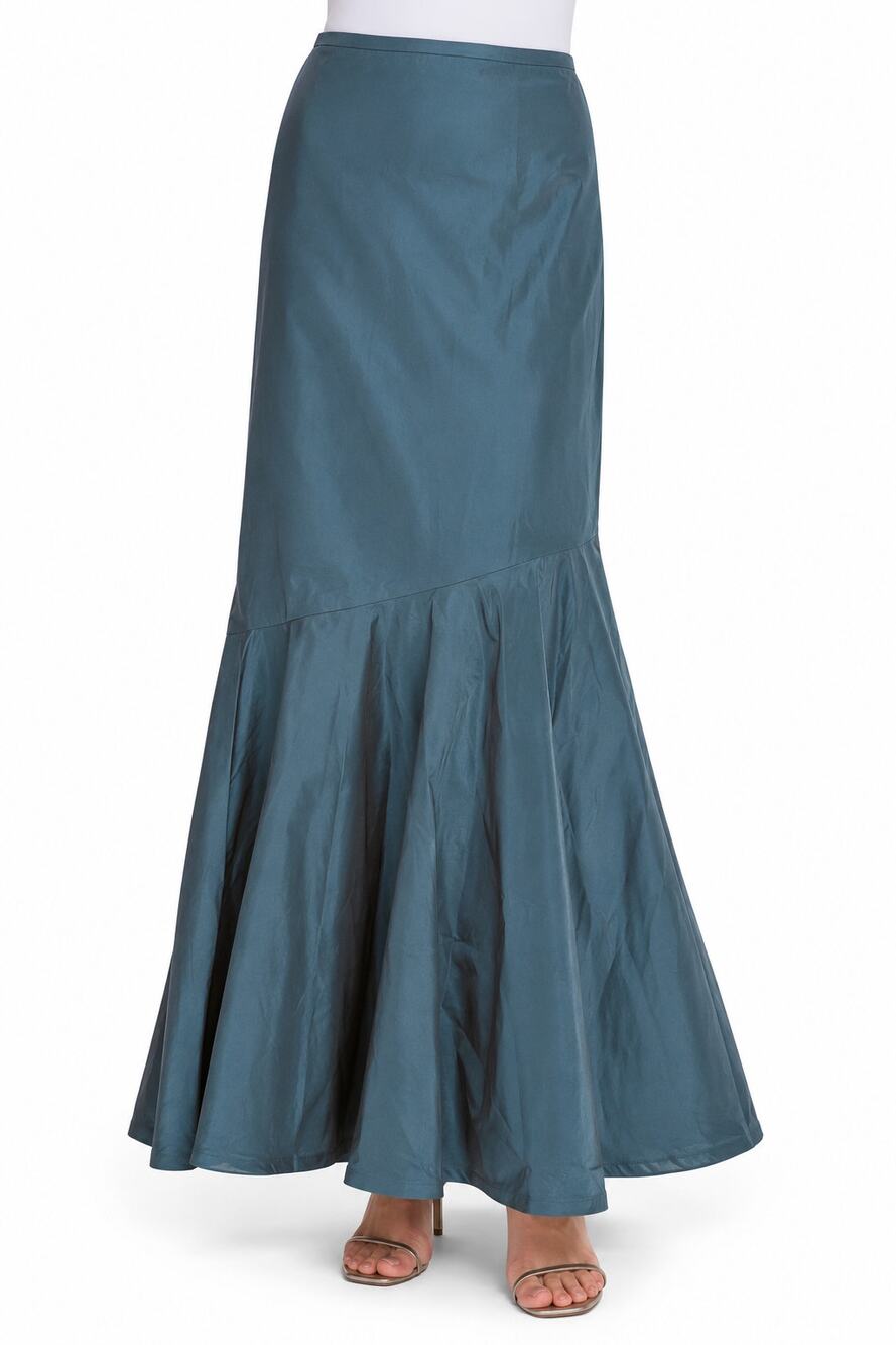 Tadashi Shoji NWT Lake Green Iridescent Taffeta Long A-Line Maxi Skirt Size 4